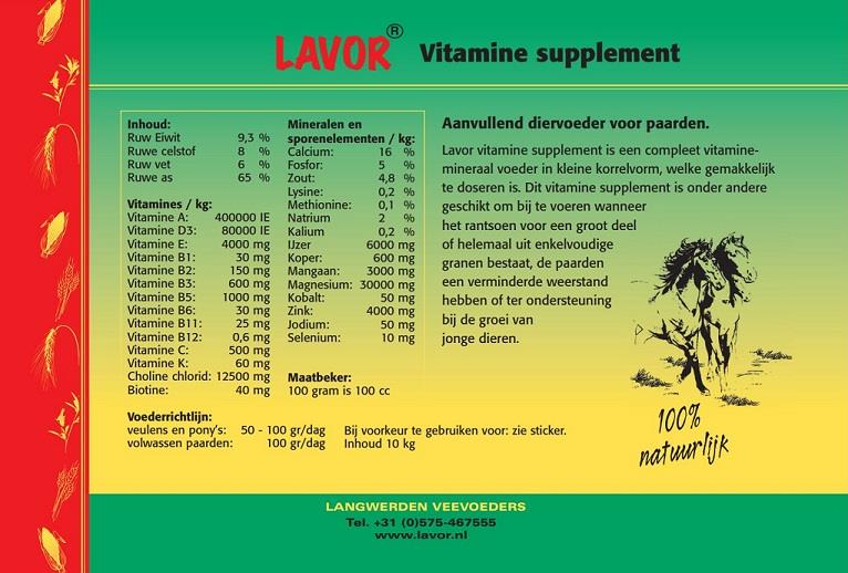 LAVOR VITAMINESUPPLEMENT 10 KG PAARDEN *