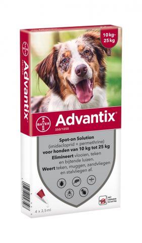 ADVANTIX 250/1250 SPOT-ON 10-25 KG 4 PIPET