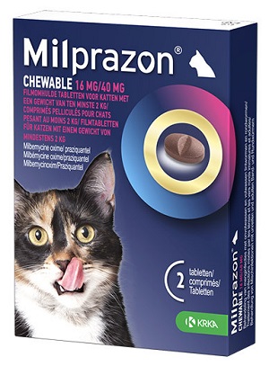 MILPRAZON KAT -2 kg - 16mg/40mg KAUWTABLET 2 stuks
